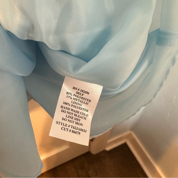 Next/Up Dress Sky Blue Metallic Silver Daisy Floral Spaghetti Straps Size 13/14 - Picture 9 of 12